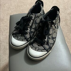 Coach Women's Black Barret Q322 Signature Lace Up Causal Sneaker Shoes Size7 1/2